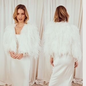 NWT Bubish Lux Dahlia Bridal Feathers Jacket Size M